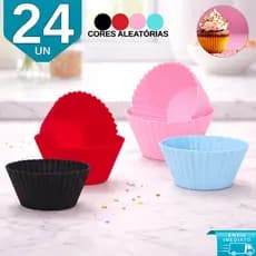 Kit 24 Forma De Silicone Para Cupcake Bolo Muffin Empada Pão de Queijo - Casa e Restaurante