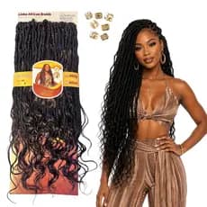 Cabelo Crochet Lux Braid Sinténtico African Beauty Alê 300g cabelo cacheado cabelo dreads + anéis