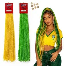 Micro Zizi Braid Premium Para Tranças E Twists Amarelo Verde