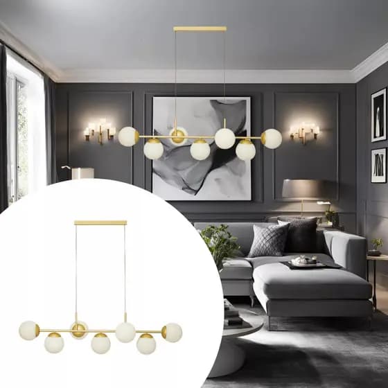 Lustre de Teto Pendente com Múltiplos Globos de Vidro Modelo Jabuticaba Para Sala Lâmpada LED para Soquete E27 Alumínio