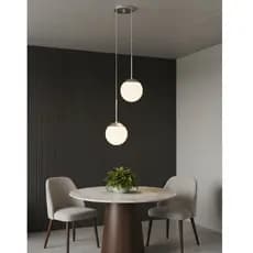 Lustre Pendente Prata 2 Globos de Vidro Soquete E27