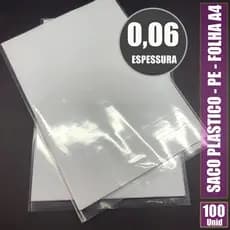 100 SACOS TRANSPARENTES SULFITE A4 22X32CM 0,06 ARQUIVOS, DOCUMENTOS