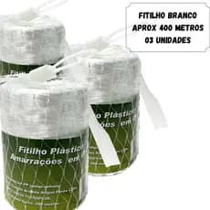 KIT 3 ROLOS 400MT FITILHO PLASTICO PP BRANCO, FORTE, AMARRAÇÃO EM ROLO