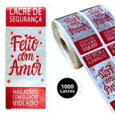 1000 Etiquetas Lacre Segurança Feito com Amor Metalizado