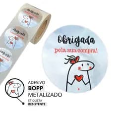Etiquetas Adesivas Metalizadas Bopp "Obrigada Por Sua Compra" Ideal Para Delivery