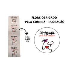 Etiquetas Adesivo Flork Bento Obrigada Pela Sua Compra 1 Coração