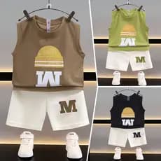 Conjunto de Colete de Verão para Crianças, Calções sem mangas para Meninos, Presente para o Dia das Crianças
