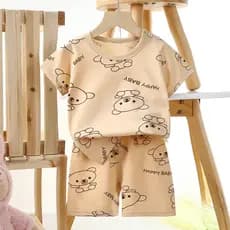 Ternos infantis de manga curta, roupas infantis de algodão puro para meninos, roupas para casa de meninas