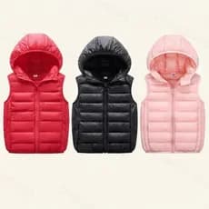Colete Infantil de Inverno Acolhedor com Capuz, à Prova de Vento para Meninos e Meninas