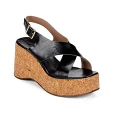 Sandália Feminina Plataforma Anabela Tira Abotoar Boho Chic Cortiça Preta Trend Verão Lançamento