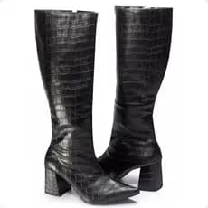 Bota Feminina Montaria Salto Bloco Bico Fino Estilosa Festa Boiadeira Rodeio Fashion Blogueira