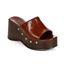Sandália Feminina Anabela Plataforma Tamanco Madeira Trend Tachas Tendência Fashion Boho Chic