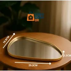 BANDEJA ESPELHADA DECORATIVA MULTIUSO BANHEIRO LAVABO SALA PRETO DOURADO