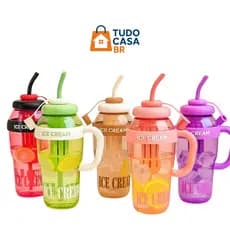 Garrafa de Água com Canudo de Silicone Grande com 1350ml Capacidade com Filtro Portátil ICE CUP