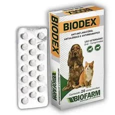 Biodex Biofarm 20 Comprimidos – Tratamento Antialérgico e Antirreumático Para Cães e Gatos