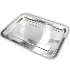 Bandeja Retangular em Aço Inox 32x22cm Para Acomodar e Servir Bebidas Alimentos - Ke Home