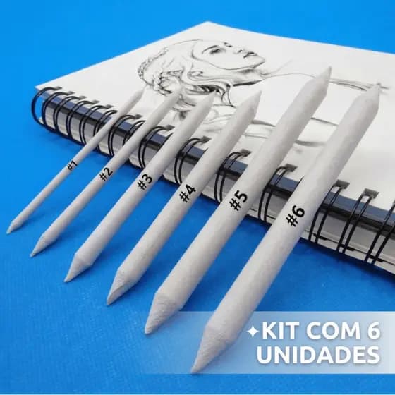 Esfuminho N1 Ao N6 Profissional Para Desenho Kit Com 6 Peças Durável Para Sombra Suave E Efeitos Visuais