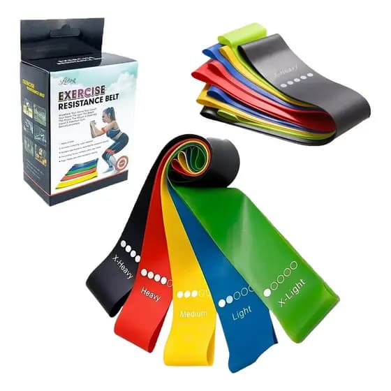 kit 5 Faixas Elástica de Resistência para yoga Pilates Treino Academia- Entrega Rapido