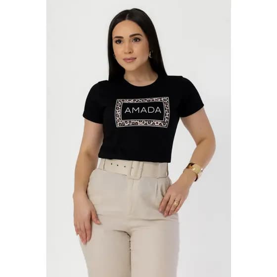 Blusa Feminina Estilosa Amada lançamento T-Shirt Camiseta Algodão + Brinde