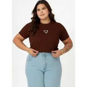 Camiseta Feminina Blusa de Algodão T Shirt com Coração | Feminina Estilosa e Confortável