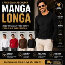 Camiseta Manga Longa Masculina Básica Inverno Blusa de Frio