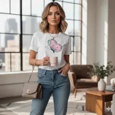 Blusa Feminina Estilosa borboleta lançamento T-Shirt Camiseta Algodão + Brinde