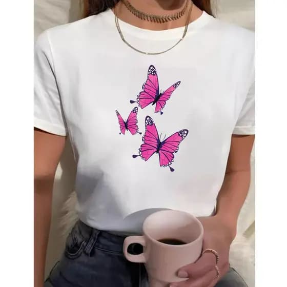 Camiseta Feminina Blusa de Algodão T Shirt  Estampada | Casual + Brinde