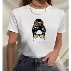 Camiseta Feminina Estampa Coque Óculos T-Shirt Casual + Brinde