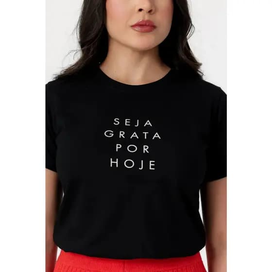 Camiseta Feminina Frase Inspiradora Algodão Casual - Colar de Brinde