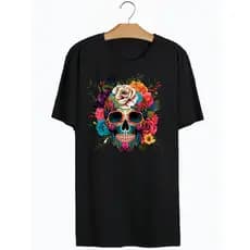 Camiseta Masculina Caveira Mexicana Algodão Estilosa