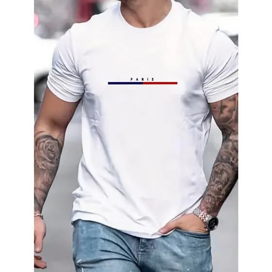 Camiseta Masculina Básica Paris Minimalista | Estilo Streetwear Casual Premium Algodão