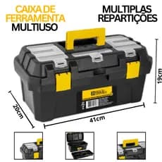 Caixa De Ferramentas Grande Maleta Reforçada Com Bandeija