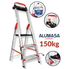 Escada Alumasa Comfort 3 Degraus Alumínio Reforçada 150kg Alumínio