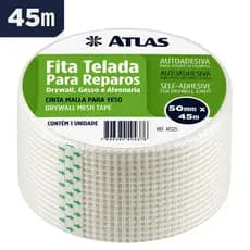 Fita Para Drywall Gesso Isopor Telada Auto Adesiva 50mm-45m Branco