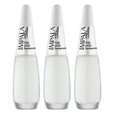 Kit 3 Esmaltes Impala Top Pop Francesinha Base Clara Secagem Rápida Longa Duração Profissional