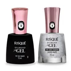 Kit Risqué Diamond Gel – Top Coat Fixador + Efeito Paetê