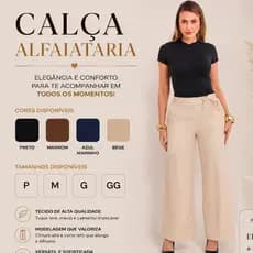 Calça Pantalona Feminina Social Tecido Marrante Premium Cintura Alta com Bolso, Elegante Conforto e Versatilidade
