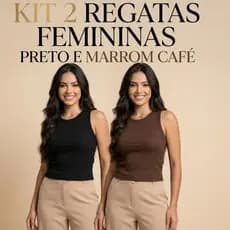 Kit 2 Regatas Femininas Caneladas Ribana Premium Básicas Gola Redonda Confortáveis