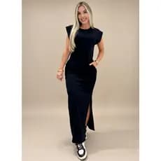 Vestido Longo Feminino Casual Ribana Com Bolso  - Elegância e Conforto
