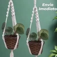 Suporte para Plantas em Macramê 80cm | Feito à Mão | Suporte para Vaso Suspenso | Decoração Boho feito a mão