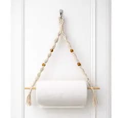 Suporte porta Papel Toalha com Acabamento  macrame