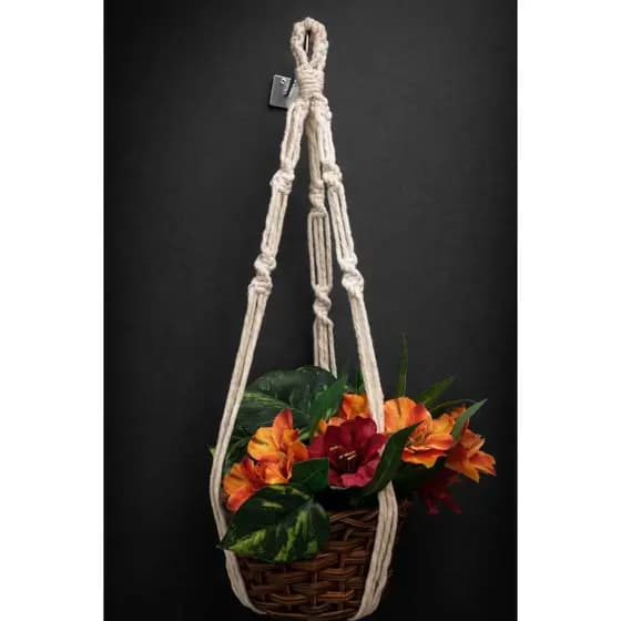 Suporte para Planta em Macramê Feito à Mão 80 cm– Decoração Boho para Vasos