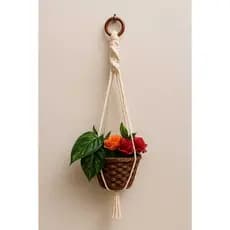Suporte para Planta em Macramê Feito à Mão 80 cm– Decoração Boho para Vasos
