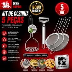 Kit5 Amassador Batata+ Descascador legumes+ 3Peneiras PMG/ Kit 2 Descascador + Amassador Batata