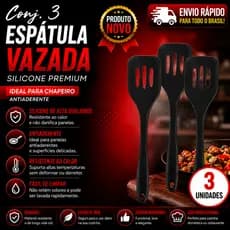 Conj 3 e 1Espátula de Silicone Vazada Chapeiro Antiaderente Utensílio de Cozinha Restaurante