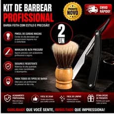 Conj 2 Pincel + Navalha  para Barbear Conj 1 Pincel de barbear  Conj 1 Navalha para Fazer a Barba