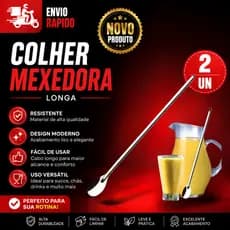 2 Unidades Colheres Longas de Inox para Suco – 20 cm  Perfeito para jarras e copos altos!