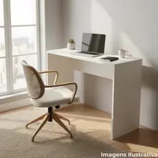 Mesa Escrivaninha Home Office Compacta 60x30 MDF Branco Para Notebook Estudos
