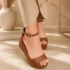Sandália Feminina Anabela Salto Alto Plataforma Casual Confortável Elegante