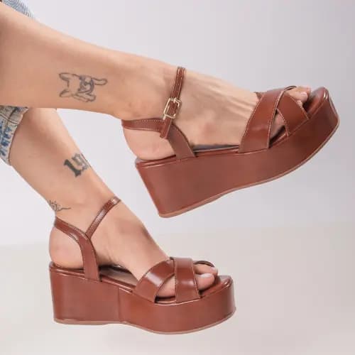 Sandália Feminina Anabela Salto Alto Plataforma Confortável Elegante